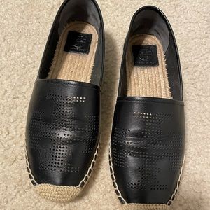 Tory Burch Black Leather Espadrilles EUC